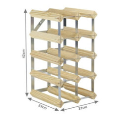 Magna Retail Metal & Wooden Wine Rack 10-12 Bottle Shelf Capacity Wine Racks Free Standing Or Wall Mounted Natural Wood & Silver Metal - thumbnail 2
