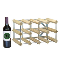 Magna Retail Metal & Wooden Wine Rack 10-12 Bottle Shelf Capacity Wine Racks Free Standing Or Wall Mounted Natural Wood & Silver Metal - thumbnail 1