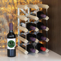 Magna Retail Metal & Wooden Wine Rack 10-12 Bottle Shelf Capacity Wine Racks Free Standing Or Wall Mounted Natural Wood & Silver Metal - thumbnail 3