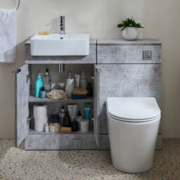 Homestylestore 1050mm Concrete Grey Bathroom Combination Vanity Wc Unit With Toilet Pan And Chrome Finger Pull Handle - thumbnail 1
