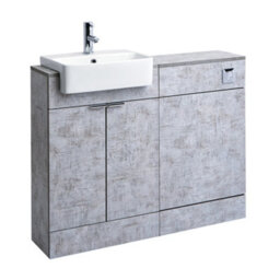Homestylestore 1050mm Concrete Grey Bathroom Combination Vanity Wc Unit With Toilet Pan And Chrome Finger Pull Handle - thumbnail 2