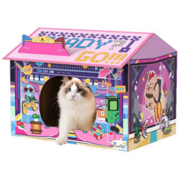 Pawhut Cardboard Cat House With Scratching Board & Catnip, Gaming Style - thumbnail 2