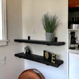 Mkgt Handcrafted Rustic Wooden Floating Shelves, Solid Wood, Made In Uk Wall Mounted Shelf (Black Set Of 2, 120Cm) - thumbnail 8