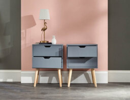 Gfw Nyborg Pair Of 2 Drawer Bedsides Dark Grey