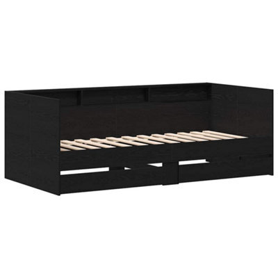 Berkfield Modern Daybed With Black Oak Drawers Black Oak Engineered Wood 90 X 190 Cm - image 1