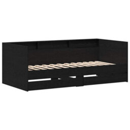 Berkfield Modern Daybed With Black Oak Drawers Black Oak Engineered Wood 90 X 190 Cm