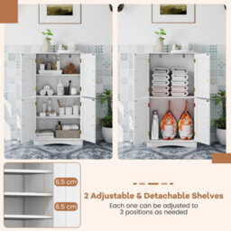 Bathroom Floor Storage Cabinet 110Cm Freestanding Pantry Cabinet-White - thumbnail 3