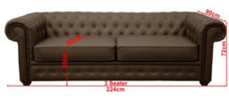 Venus Chesterfield Style Sofa 3 Seater 2 Seater Brown Faux Leather - thumbnail 2