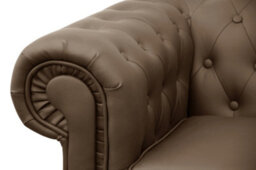 Venus Chesterfield Style Sofa 3 Seater 2 Seater Brown Faux Leather - thumbnail 4