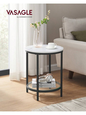 Vasagle Bedside Table, 2-Tier Side Table, Coffee Table With Particleboard Top And Glass Shelf, For Living Room, Bedroom - image 1