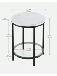 Vasagle Bedside Table, 2-Tier Side Table, Coffee Table With Particleboard Top And Glass Shelf, For Living Room, Bedroom - thumbnail 7