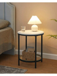 Vasagle Bedside Table, 2-Tier Side Table, Coffee Table With Particleboard Top And Glass Shelf, For Living Room, Bedroom - thumbnail 2