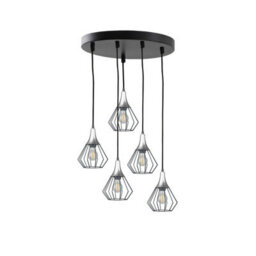 Luminosa Lighting Luminosa Selene Cluster Pendant Ceiling Light Black, Silver 5X E27 - thumbnail 1