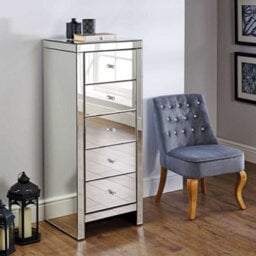 Birlea Seville 5 Drawer Narrow Chest Mirrored - thumbnail 1