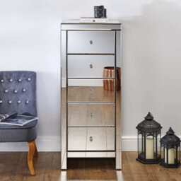 Birlea Seville 5 Drawer Narrow Chest Mirrored - thumbnail 2