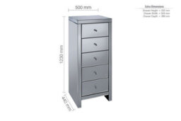 Birlea Seville 5 Drawer Narrow Chest Mirrored - thumbnail 9