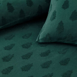The Linen Yard Tufted Tree Festive 100% Cotton Duvet Cover Set, Double, Green - thumbnail 5