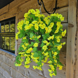 Best Artificial 75Cm Yellow Morning Glory Trailing Flowers With Rattan Wicker Hanging Baskets For Indoor Or Garden Use - thumbnail 3