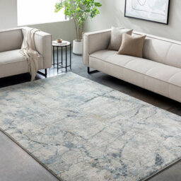 Livabliss Avellino-Abstract Grey Blue Beige Modern Marble High Pile Living Dining Bedroom Rug 160 X 213 Cm Easy Care, Non Shedding