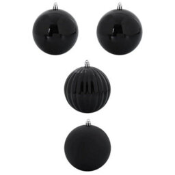 Vidaxl Christmas Bauble Set Xxl 4 Pcs Black Plastic - thumbnail 2