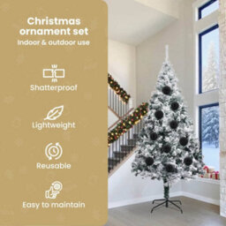 Vidaxl Christmas Bauble Set Xxl 4 Pcs Black Plastic - thumbnail 6