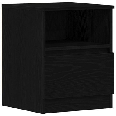 Berkfield Modern Black Oak Nightstand 15.7X15.7X19.7 Inches Made Of Engineered Wood