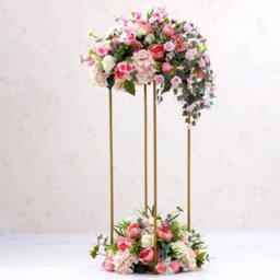 Living And Home Gold Metal Rectangular Flower Stand Pedestal Wedding Party Ornament 250 X 600 mm
