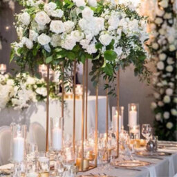 Living And Home Gold Metal Rectangular Flower Stand Pedestal Wedding Party Ornament 250 X 600 mm - thumbnail 2