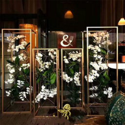 Living And Home Gold Metal Rectangular Flower Stand Pedestal Wedding Party Ornament 250 X 600 mm - thumbnail 3