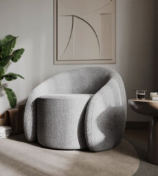 Stratus Interiors Buxton Boucle Chair Teddy Accent Swivel Chair Grey & Cream - Cream Boucle - Add Professional Assembly & Delivery To Room Of Choice - thumbnail 4