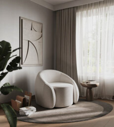 Stratus Interiors Buxton Boucle Chair Teddy Accent Swivel Chair Grey & Cream - Cream Boucle - Add Professional Assembly & Delivery To Room Of Choice - thumbnail 5