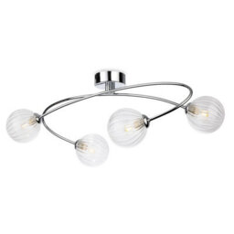Luminosa Lighting Luminosa Atom 4 Light Flush Ceiling Fitting Chrome With Clear Decorative Glass 4Xg9