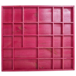 Woodeedoo Wooden Wall Display Shelf Pink Gloss Stain With 28 Compartments For Crystals Miniatures Small Ornaments Collectables Keepsakes - thumbnail 3
