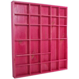 Woodeedoo Wooden Wall Display Shelf Pink Gloss Stain With 28 Compartments For Crystals Miniatures Small Ornaments Collectables Keepsakes - thumbnail 2