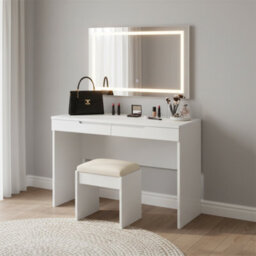 Amos Mann Furniture Cellini White Gloss Slim Dressing Table Desk With Drawers S31