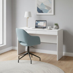 Amos Mann Furniture Cellini White Gloss Slim Dressing Table Desk With Drawers S31 - thumbnail 3