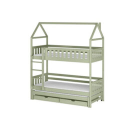 Arte Fresh Olive Iga Bunk Bed - House Design With Trundle & Storage W198 X H217 X D98Cm - thumbnail 1