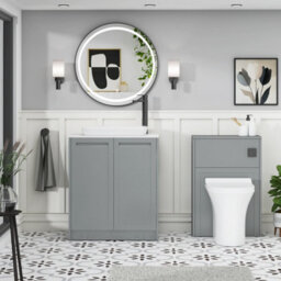 Royal Bathrooms Royal Bathroom Elmore 700mm Matt Pebble Grey Freestanding Countertop Bathroom Vanity Unit 2 Door With Qubix Basin - thumbnail 5
