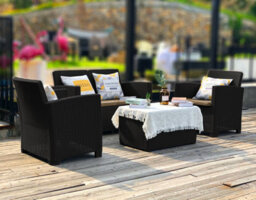 Centurion Supports Santana 4 Piece Pe Rattan 4-Seater With Cushions Garden Furniture And Coffee Table Set - thumbnail 8
