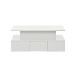 Abrihome Lift-Top Coffee Table, Highgloss Centre Table With 4 Drawers & Led Lights, Lifting Sofa Side Table For Livingroom, Office, White - thumbnail 6