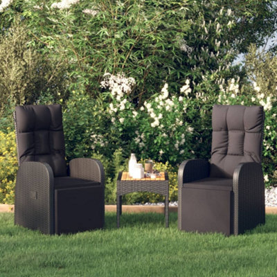 Vidaxl Reclining Garden Chairs With Cushions 2 Pcs Black Poly Rattan - image 1