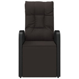 Vidaxl Reclining Garden Chairs With Cushions 2 Pcs Black Poly Rattan - thumbnail 4
