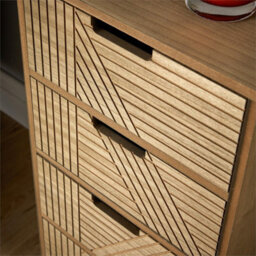 4 Drawer Tall Chest Of Drawers Natural Wood Slim Storage - thumbnail 4