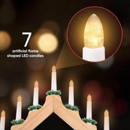 7 Led Wooden Christmas B/o Candle Bridge - Natural - thumbnail 5