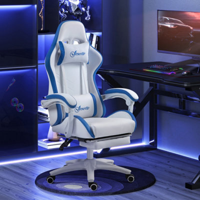 Vinsetto Racing Style Gaming Chair With Reclining Function Footrest, Blue - image 1
