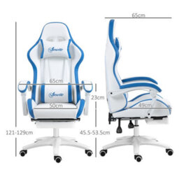 Vinsetto Racing Style Gaming Chair With Reclining Function Footrest, Blue - thumbnail 3