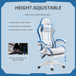 Vinsetto Racing Style Gaming Chair With Reclining Function Footrest, Blue - thumbnail 4