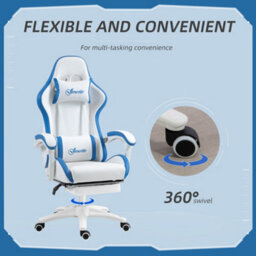 Vinsetto Racing Style Gaming Chair With Reclining Function Footrest, Blue - thumbnail 6