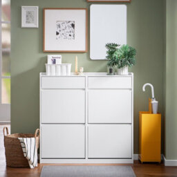 Sobuy Fsr169-W, Slim Shoe Cabinet Storage Unit 4 Flip Drawers And 2 Drawers Shoe Cupboard Shoe Rack Hallway Organiser, White - thumbnail 2