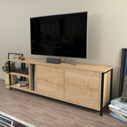 Decorotika Primrose Tv Stand Tv Unit For Tv's Up To 72 Inch Black And Oak - thumbnail 3